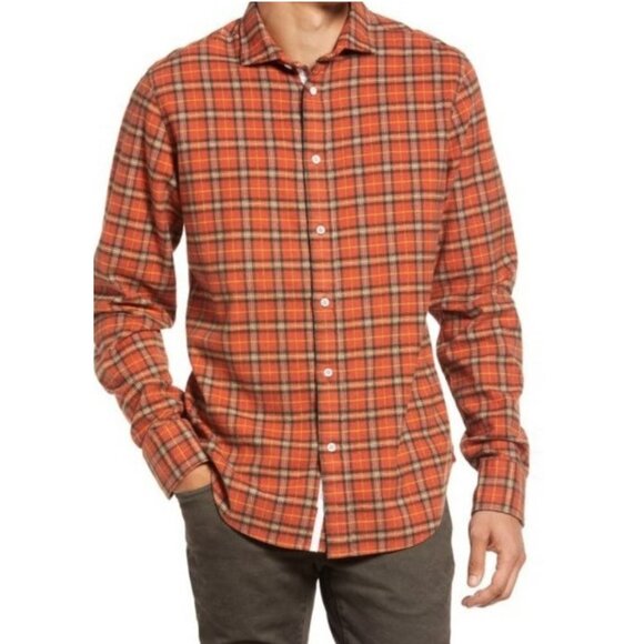 Rag & Bone New York Men's Orange Multi Pursuit Rove Shirt